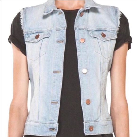 J Brand Faith light wash distressed jean vest - Picture 2 of 9